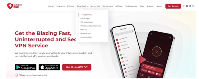Download the Symlex VPN application
