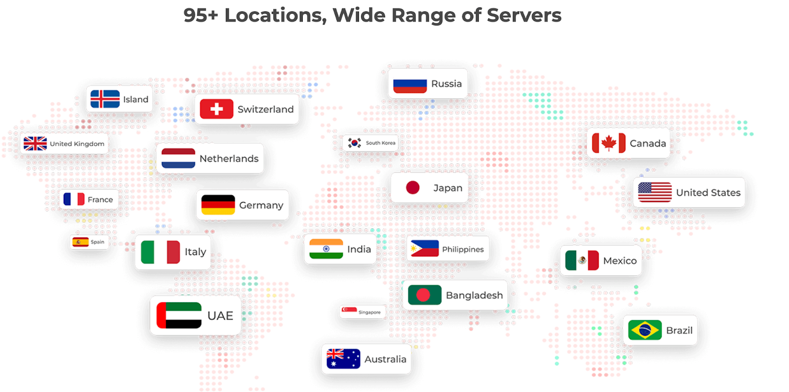 range of servers in 95+ locations