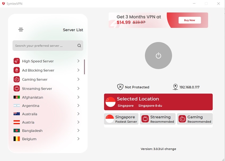 Symlex VPN Server Page